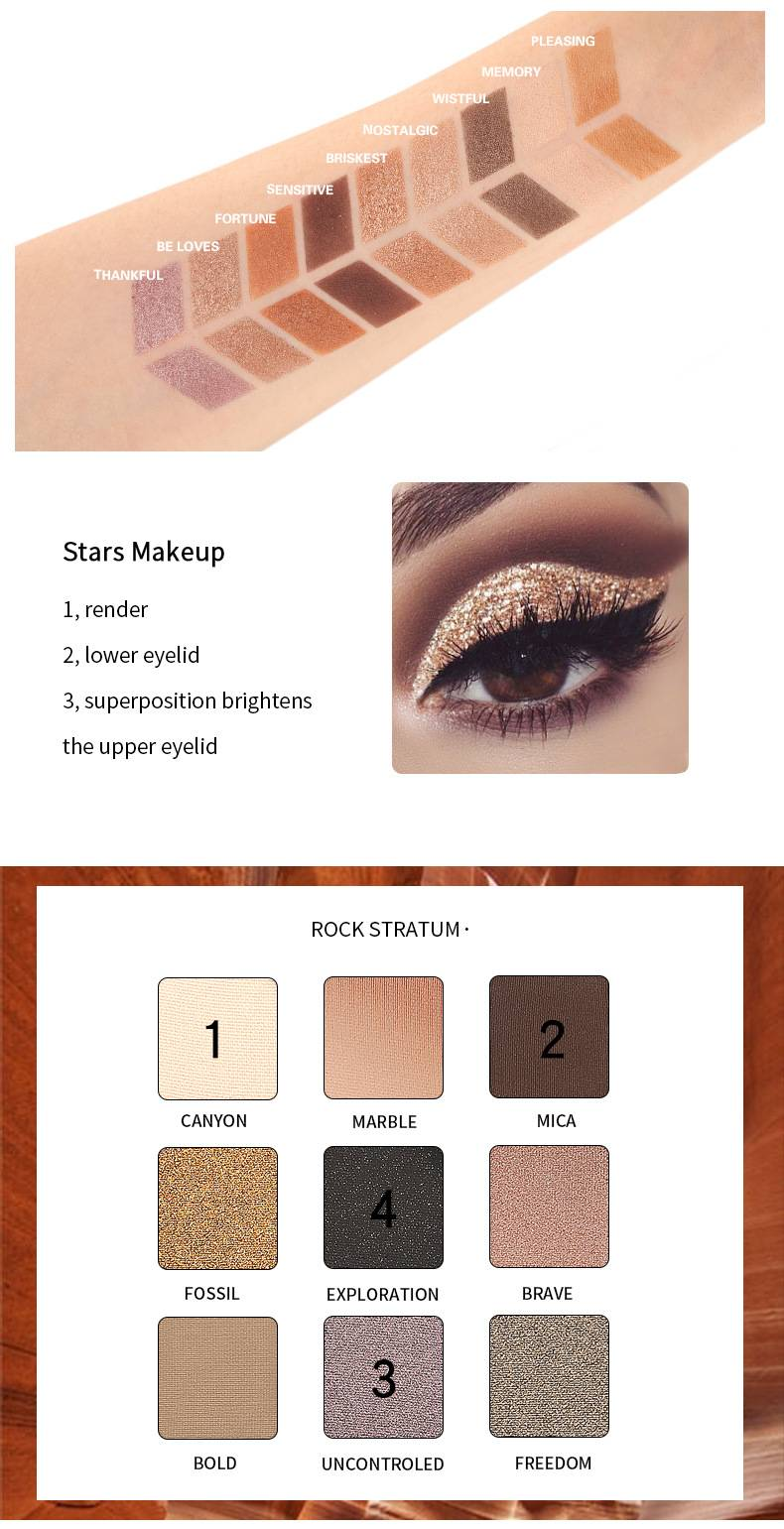 Tray za sjenila Dugotrajna mat sjenila za oči s bisernim glitterom Jesensko/zimska eksplozija Tray za sjenila_voghion.com