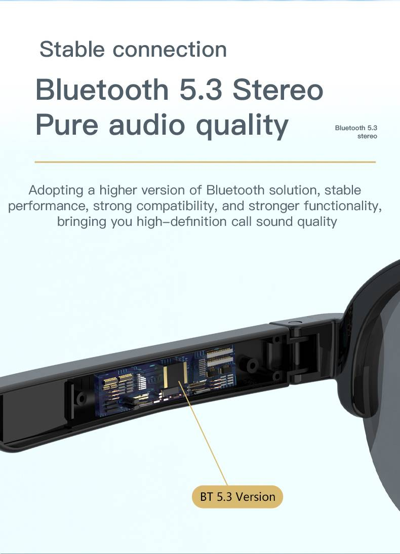 Lunettes de soleil intelligentes Bluetooth Byteuni, lunettes de soleil audio sans fil, appels mains libres, lunettes de soleil UV intelligentes supra-auriculaires avec micro et haut-parleurs pour hommes et femmes_voghion.com