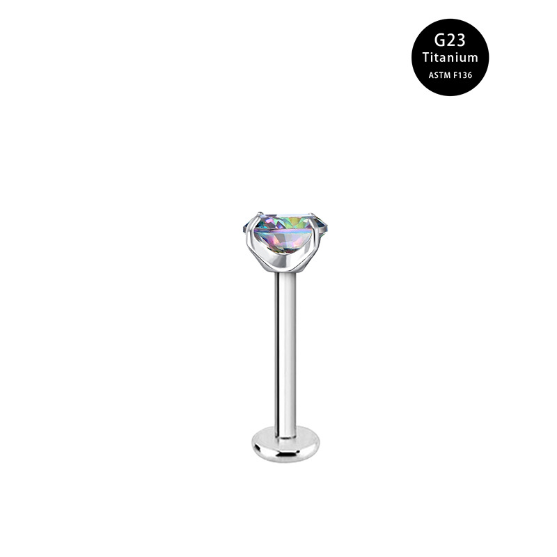 Unisex in lega di titanio perno per labbra filettatura interna zircone dritto orecchini a bottone in acciaio al titanio gioielli per piercing corpo_voghion.com