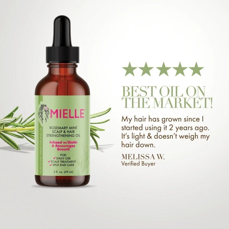 Organiczny olejek wzmacniający skórę głowy, rozmaryn i miętę Mielle_voghion.com