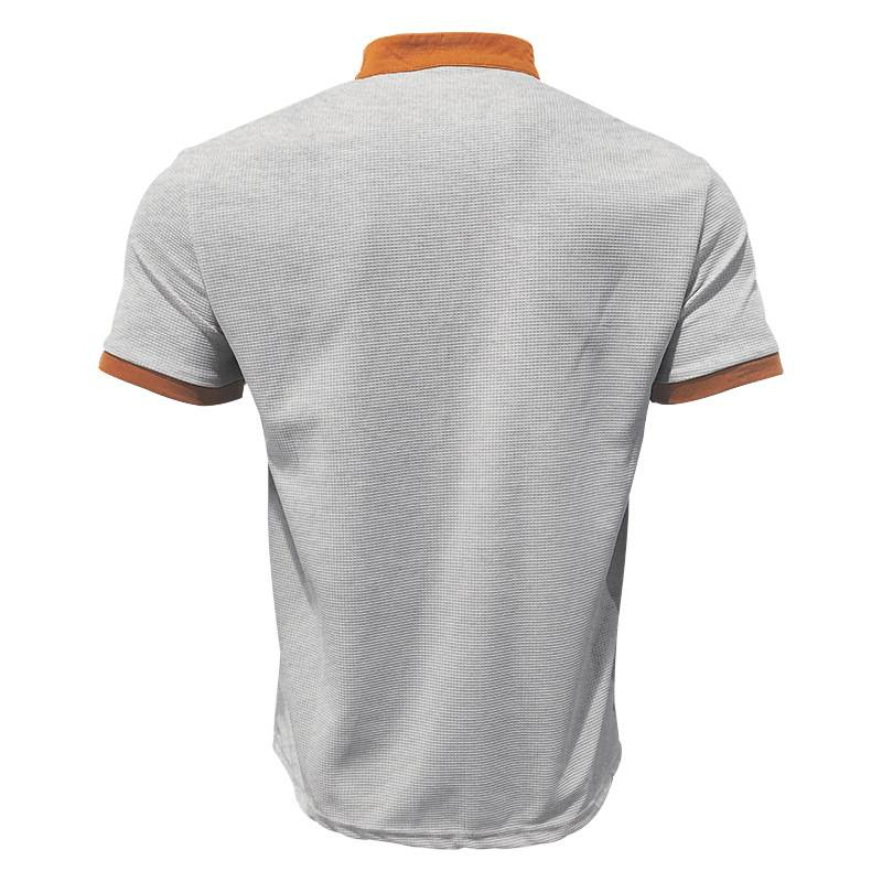 Waffle Herren Sommer Casual Tethered Henry Kurzarm Shorts Anzug_voghion.com