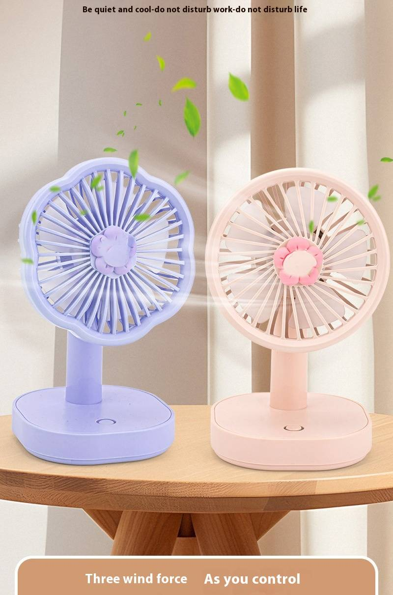 GlowBreeze Mini-Tischventilator – über USB wiederaufladbarer Ventilator mit 3 Geschwindigkeiten und Nachtlicht für Schlafzimmer/Büro_voghion.com