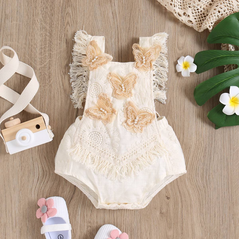 Mother & Kids Lace Mesh Bow Embroidered Pearl Trimmed Baby Romper – Soft Cotton Blend, Breathable & Comfortable, A-Class Safety, Elegant_voghion.com