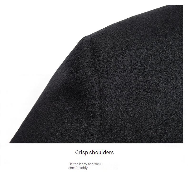 Men's Wool-Blend Zip-Up Overcoat – Business Casual Stand Collar Jacket (170-195, Navy/Charcoal)_voghion.com