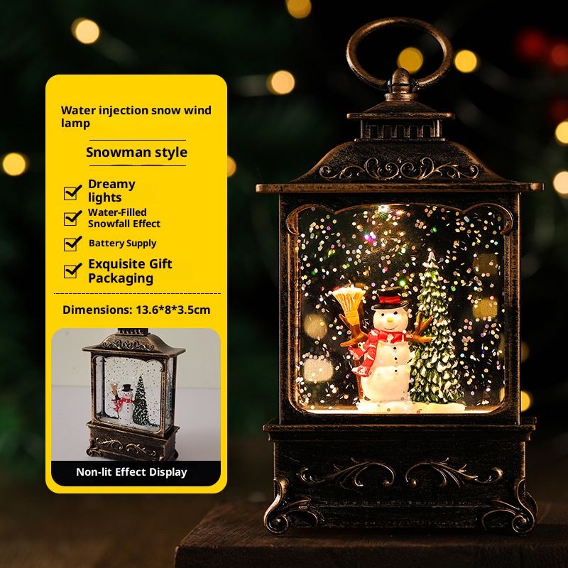 Christmas LED Water-Filled Lantern Decor - Santa, Reindeer, Angel & Kids Figurines - Vintage Bronze Tabletop Decoration For Holiday Tree_voghion.com