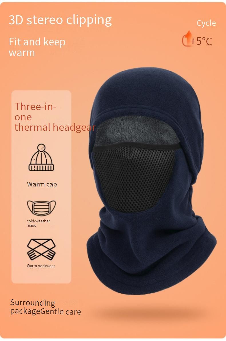 Thermal Windproof Balaclava For Cycling Skiing Outdoor Sports - Double-Layer Fleece Face Mask Unisex Cold Weather Protection (Black, Dark Gray, Navy)_voghion.com