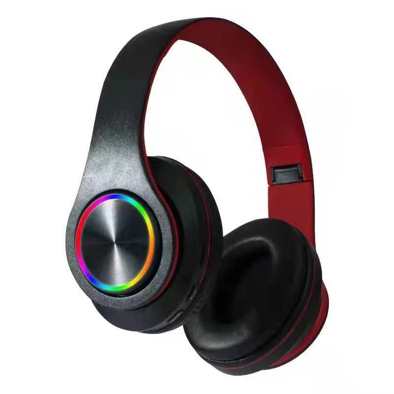 Soyto B39 Wireless LED Bluetooth Headphones With Deep Bass, Foldable Design, Built-in Microphone, And TF Card Slot – Red_voghion.com