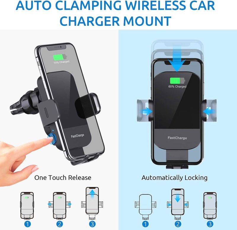 Hot selling car wireless charging holder 15W fast charging windshield car mobile phone holder intelligent induction_voghion.com