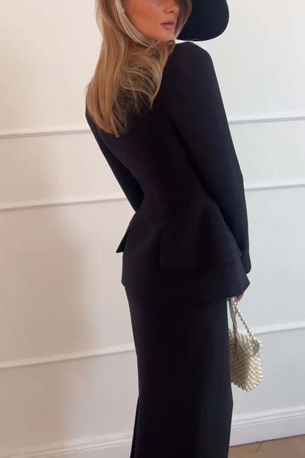 Vêtements pour femmes automne et hiver nouveau costume deux pièces à manches longues avec poche pour les déplacements INS costume deux pièces décontracté et ample pour les fêtes_voghion.com