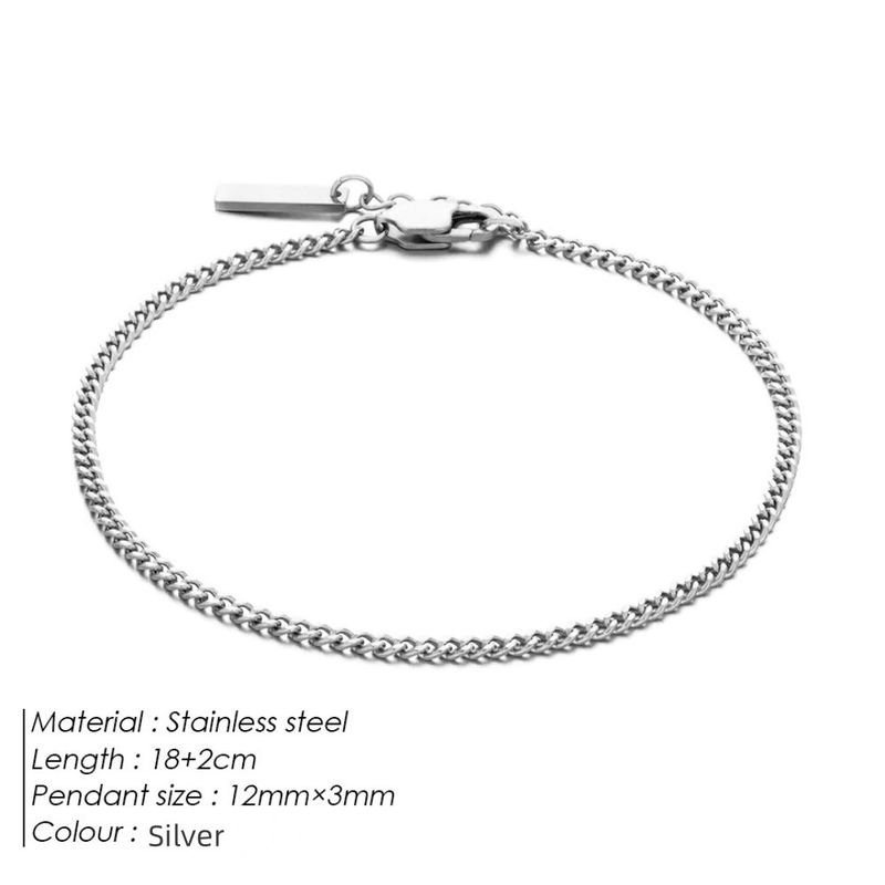 Braccialetto in acciaio inossidabile con catena cubana, semplice ed elegante, regolabile e resistente alla luce._voghion.com