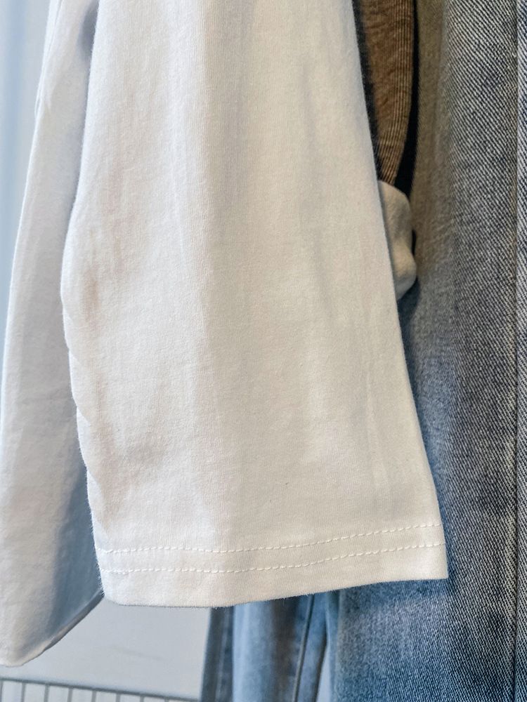 Women's mid-length, spring and autumn, Korean style, loose, belly-covering, hole-embroidered, inner top, bottoming shirt_voghion.com