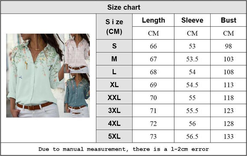 Camicia da donna monopetto a maniche lunghe con risvolto largo, stampata da donna_voghion.com