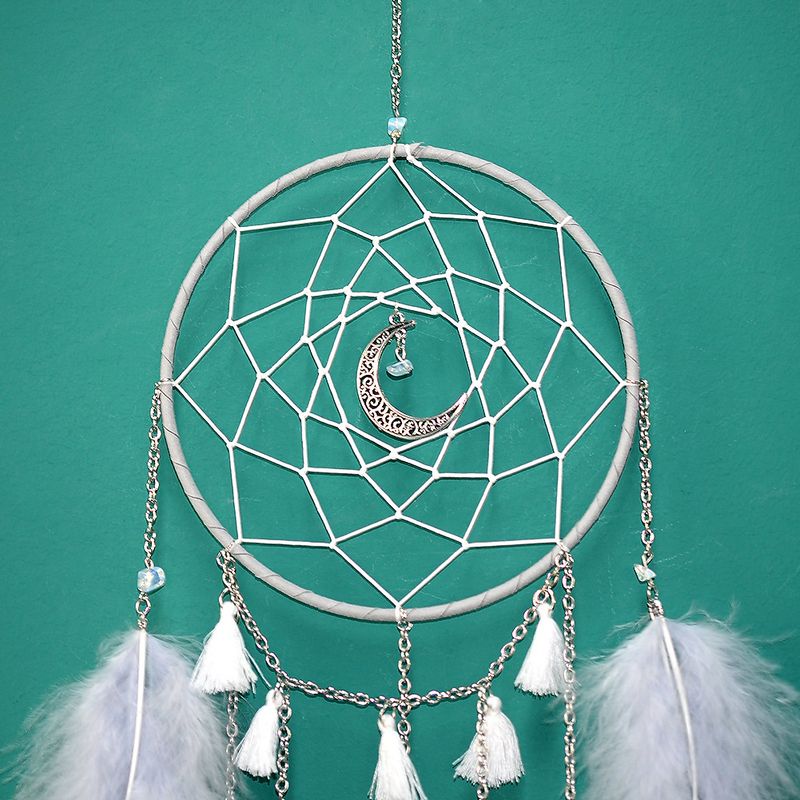 Kreativer Home Moonlight Traumfänger-Anhänger, einfacher handgemachter Traumfänger, Windspiel-Anhänger, Dekoration, DIY-Materialpaket_voghion.com