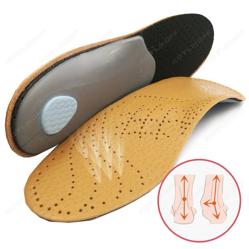 Plantilla ortopédica de cuero KOTLIKOFF, zapatos ortopédicos con soporte para arco plano, plantillas para suelas para pies, hombres y mujeres, pierna O/X corregida_voghion.com