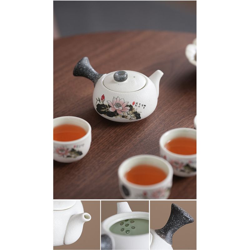 Kung-Fu-Set, Box mit einer und vier Tassen, kleines Set, Teekanne aus Keramik, Geschenk für Geschäftsveranstaltungen, Hochzeitsbegleitergeschenk_voghion.com
