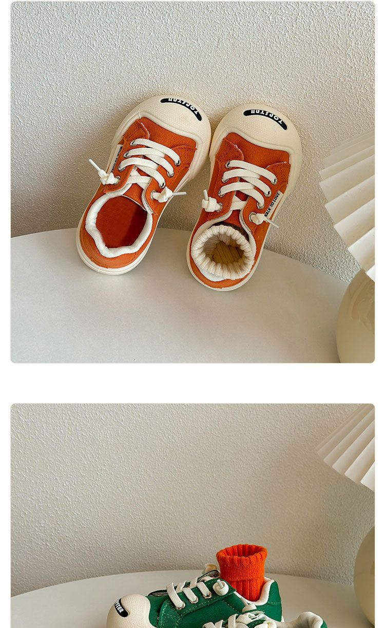 Madre e bambini Nuove scarpe di tela brutte e carine per bambini Primavera e autunno Ragazzi e ragazze Scarpe in velcro Versione coreana Open Smile Baby Scarpe bianche_voghion.com