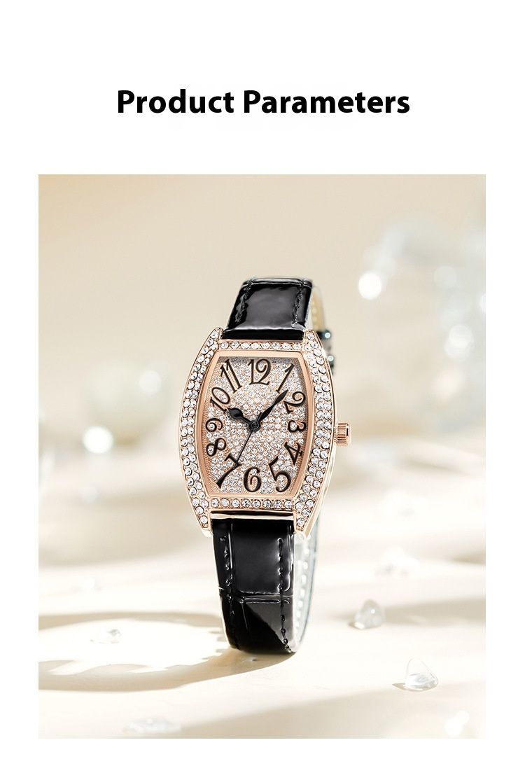 Wine barrel full dial for women's watch, fashionable shiny belt, exquisite and small with diamond inlaid waterproof_voghion.com