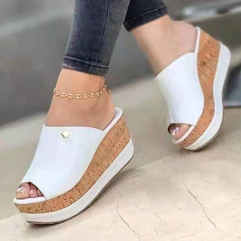 SHLIANG Πλατφόρμες Παντόφλες Γυναικεία Καλοκαιρινά Χοντρά Τακούνια με Σφήνα για Γυναικεία Αντιολισθητικά Σαγιονάρες Εξωτερικού Χώρου Mujer Y0104_voghion.com