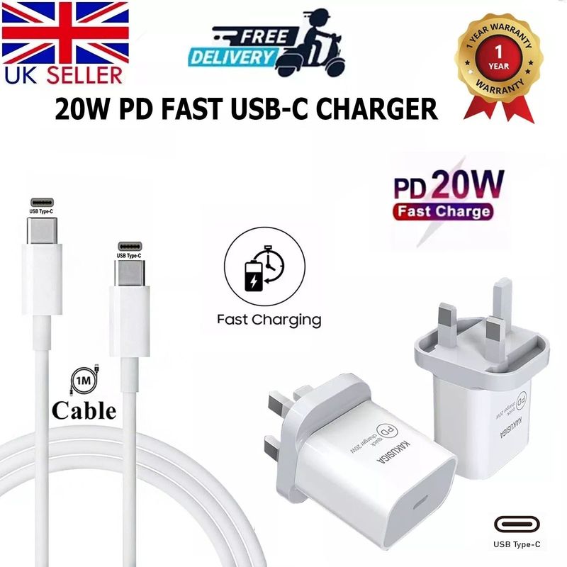 Chargeur ultra rapide 20 W, adaptateur secteur USB-C avec câble pour téléphones Samsung_voghion.com