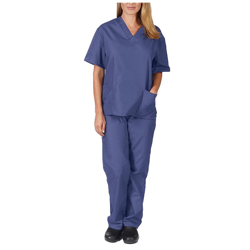 Vêtements pour femmes nouvelle couleur unie poche col en V uniforme de travail infirmier uniforme d'infirmière uniforme d'infirmière costume deux pièces femme_voghion.com