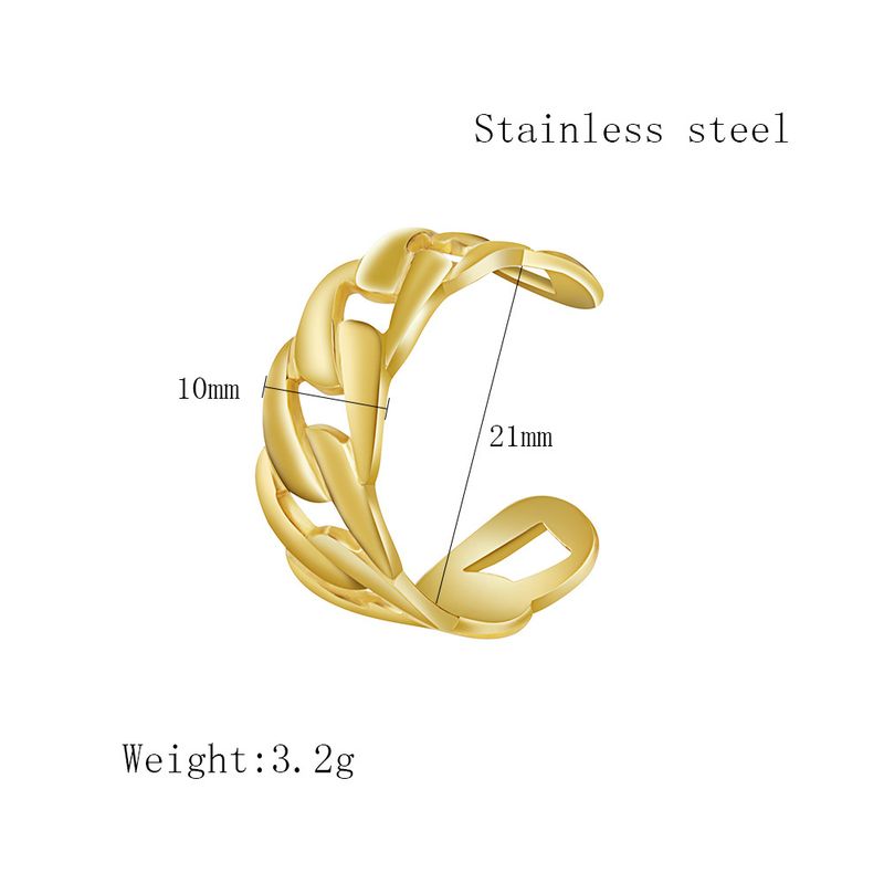 Nuovo design a catena cubana cava aperta per donna, anello semplice regolabile in acciaio al titanio_voghion.com