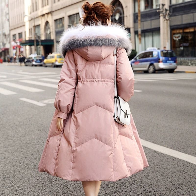 2025 Hiver Nouveau Extra Large Col Vers Le Bas Femmes Genou Long Sur Coréen Épaissie Taille Wrap_voghion.com