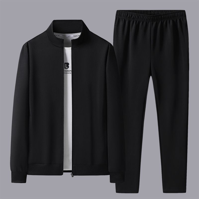 Middle-aged Men's Sports Suit Spring And Autumn Two-piece Loose Fit Casual Cardigan Tracksuit For Dad_voghion.com