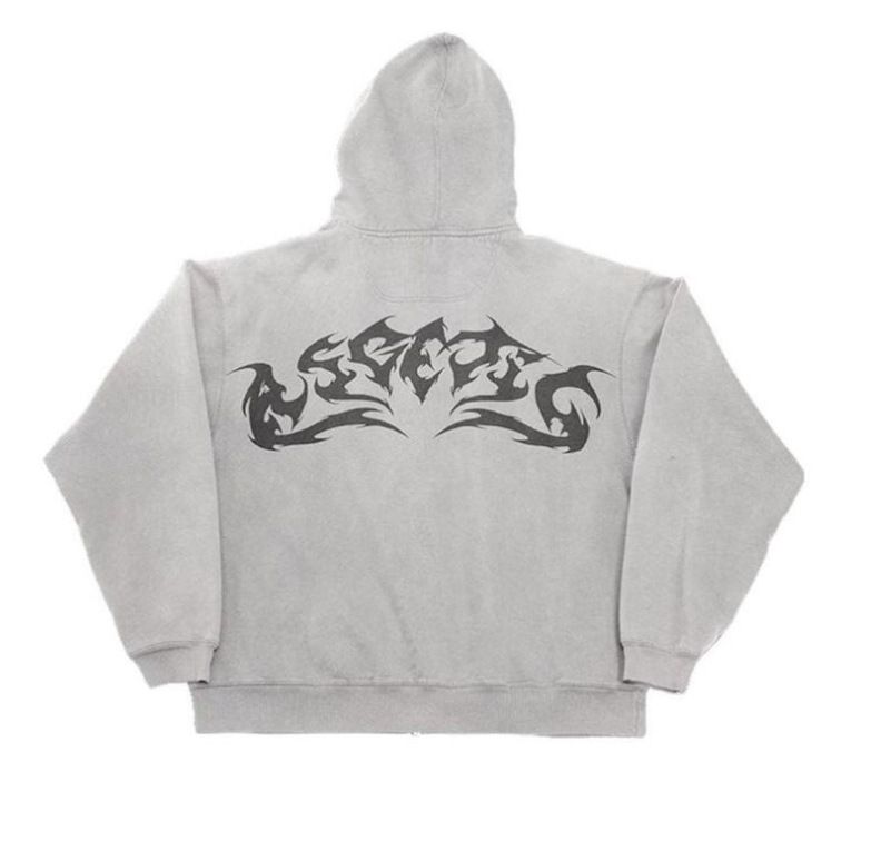 Maglione con cerniera e cappuccio stampato Y2K europeo e americano, stile street, ampio e largo, cappotto autunnale e invernale._voghion.com