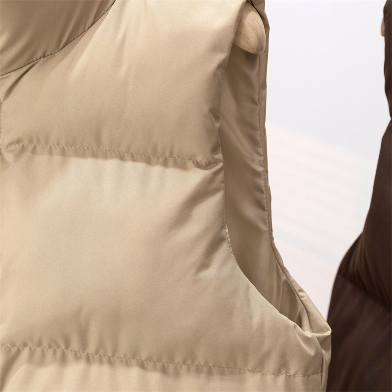Gilet matelassé sans manches pour femme - Col montant, manteau d'hiver chaud et épais aux couleurs tendance_voghion.com