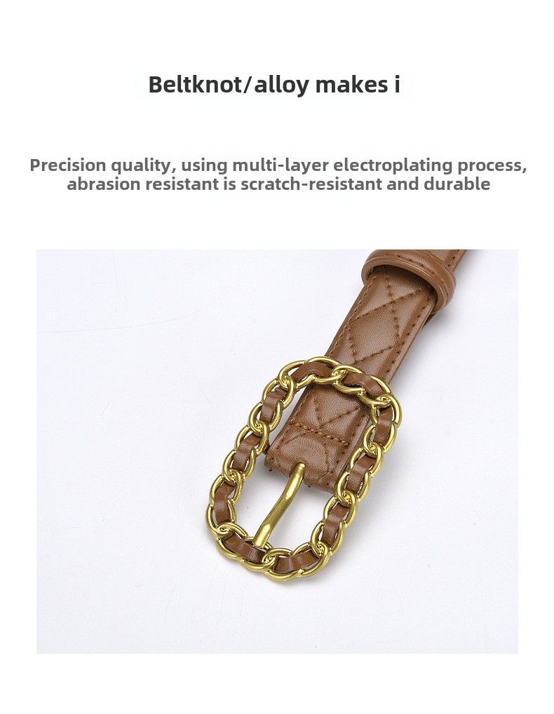 Leather women's belt with casual belt Women's leather two-layer cowhide belt Fine belt_voghion.com