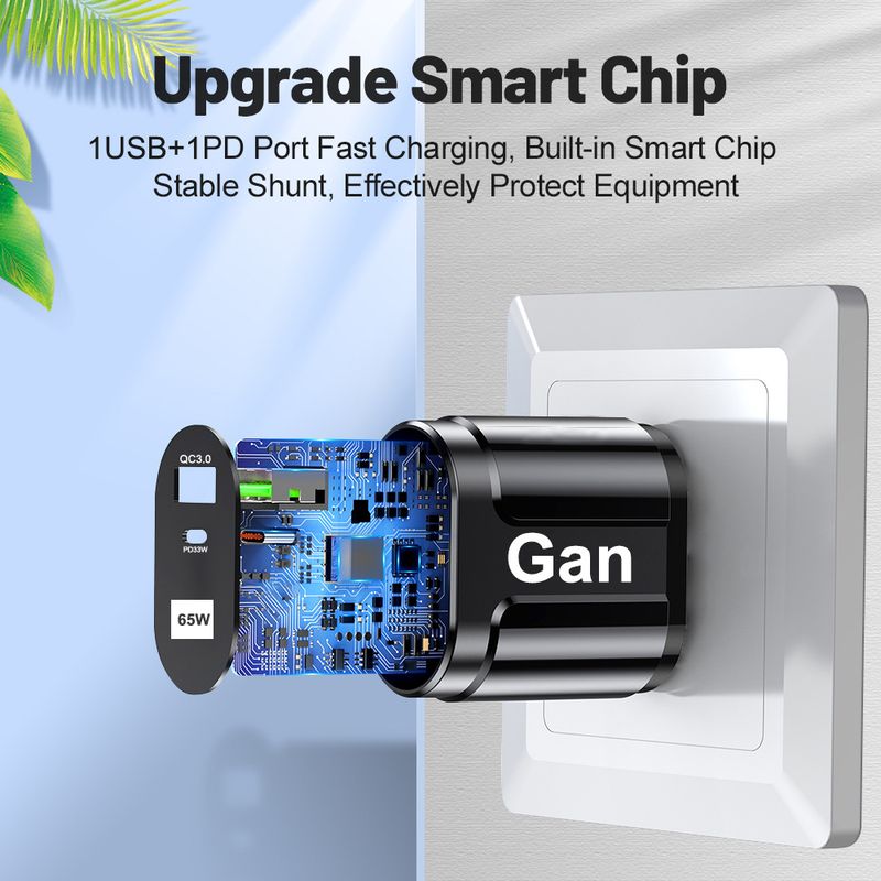 Music Festival 65 W australisches Standard-Galliumnitrid-PD-Schnellladegerät für Mobiltelefone QC3.0-Laptop-GaN-Netzteil_voghion.com
