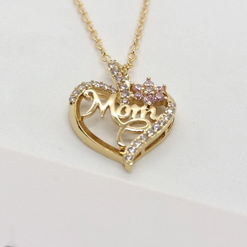 Collana versatile con fiore a forma di cuore elegante e nuova moda 2023 per donna con ciondolo semplice MOM di lusso leggero in zircone intarsiato_voghion.com