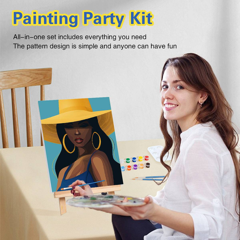 2 stuks met ingelijste canvas schildersets voorgetekende canvas voor volwassenen verf en gespannen canvas heer en dame paar kunstset 20x25cm/8x10inch_voghion.com