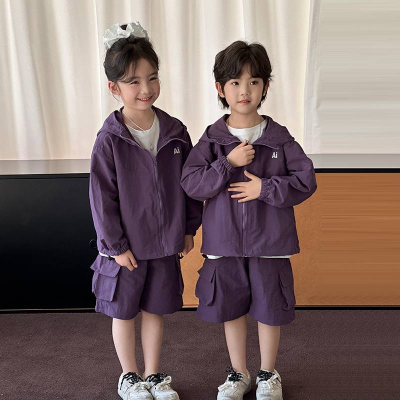 Conjunto de verano para niños, conjunto para niños, conjunto para padres e hijos, traje protector solar, chaqueta nueva 2025, conjunto de pantalones cortos_voghion.com
