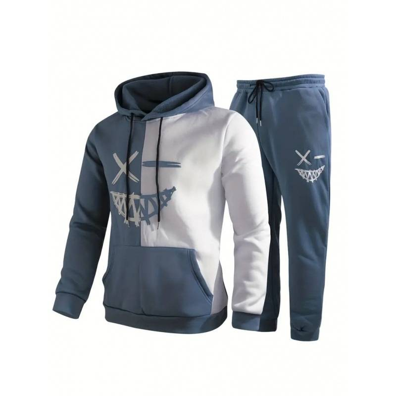 Men's Casual And Fashionable Hooded Printed Couple Hoodie Set_voghion.com
