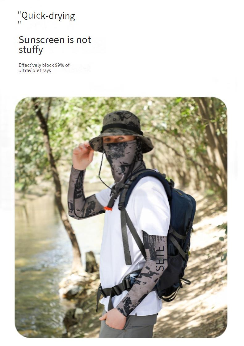 Outdoor Sun Protection Set - UPF 50+ Cooling Bucket Hat With Neck Cover & Arm Sleeves, Lightweight & Breathable For Hiking, Travel_voghion.com