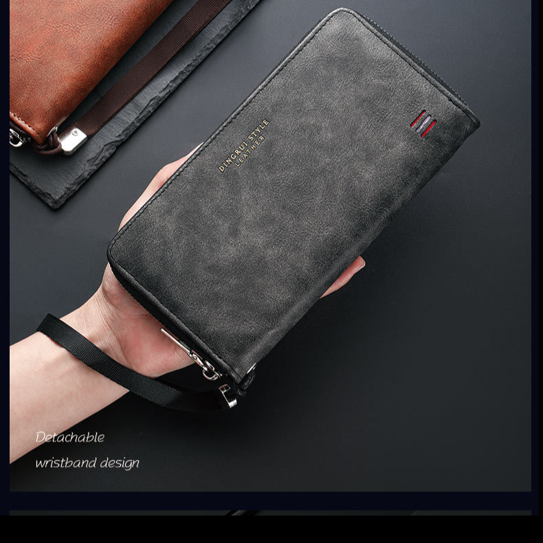 New Men's Wallet Casual Multi Card Slot Long Wallet Mobile Phone Coin Purse Large Capacity Clutch Bag_voghion.com