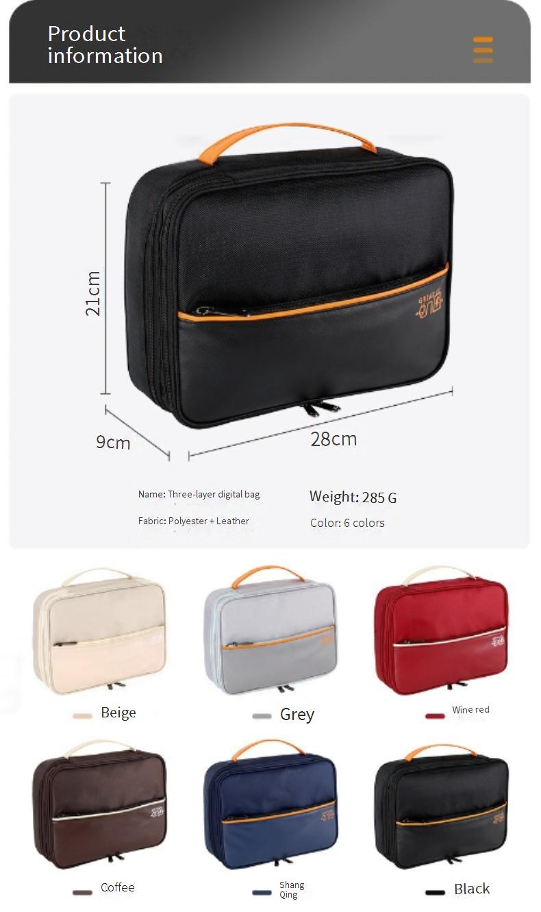 Bolsa organizadora de tecnologia multicamadas - Armazenamento de cabos e acessórios de grande capacidade para carregadores, unidades USB, discos rígidos e fones de ouvido_voghion.com
