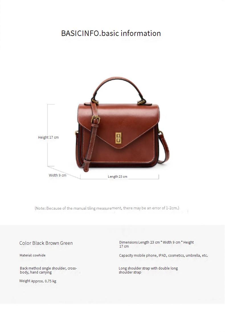 Bag Genuine Leather Vegetable Tanned Cowhide New Style Advanced Simple Fashion Temperament Women's Bag Handbag Single Shoulder Messenger_voghion.com