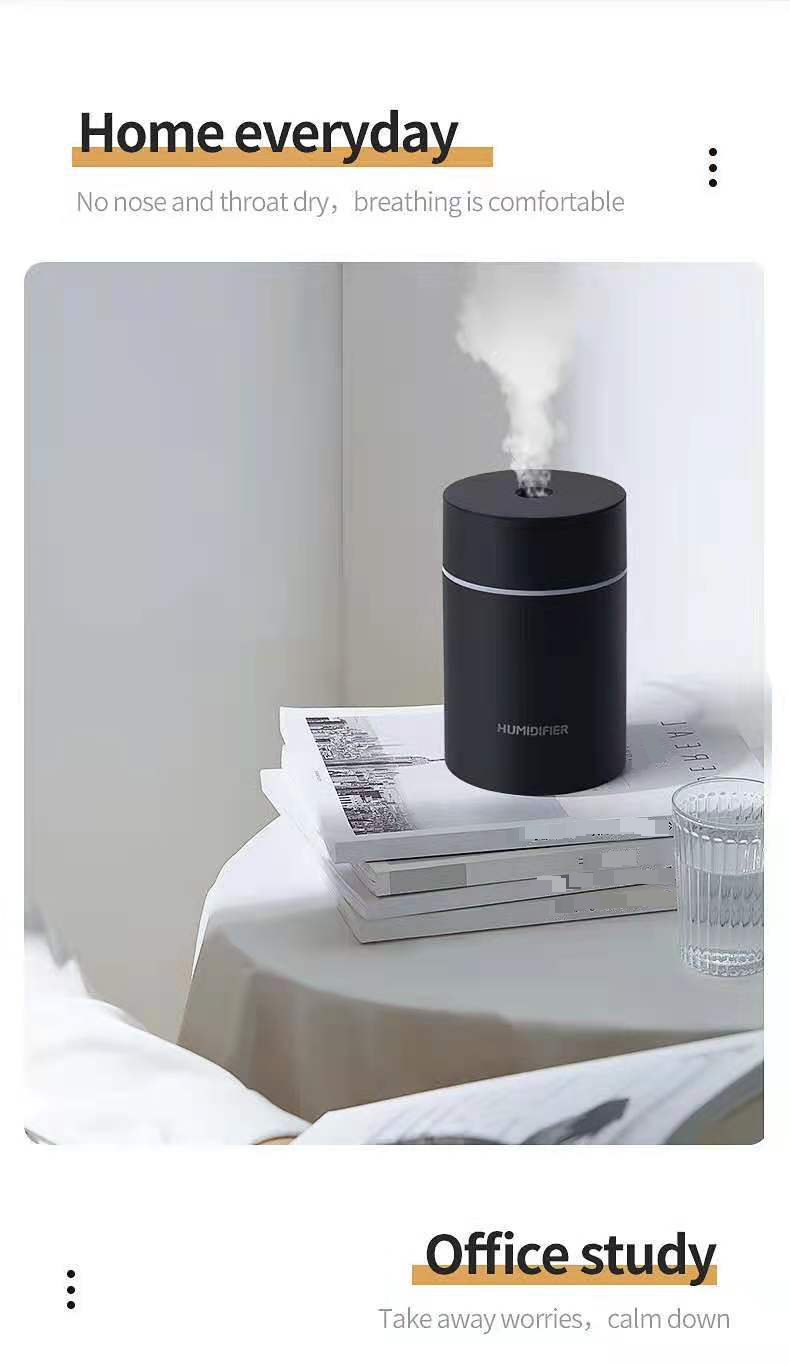 Mini umidificatore per auto e ufficio, umidificatore portatile alimentato tramite USB con diffusore di oli essenziali, 500 ml di nebbia fredda silenziosa, spegnimento automatico, timer da 2 a 8 ore._voghion.com