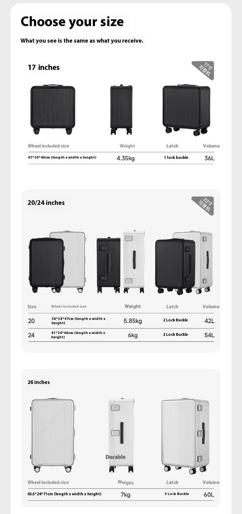 Suitcase 24 Inch Front Flip Travel Trolley 26 Strong 28 Durable 22 Thickened Men And Women 17 Inches_voghion.com