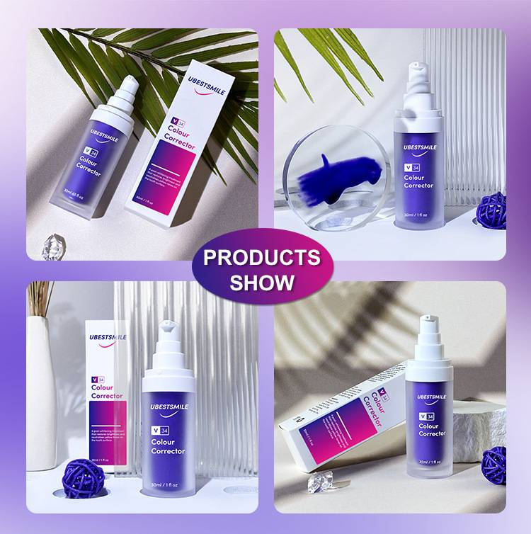 Glory Smile V34 Teeth Whitening Essence V34 Dentifricio in piccola bottiglia viola per rimuovere le macchie gialle dai denti Vendita all'ingrosso transfrontaliera_voghion.com