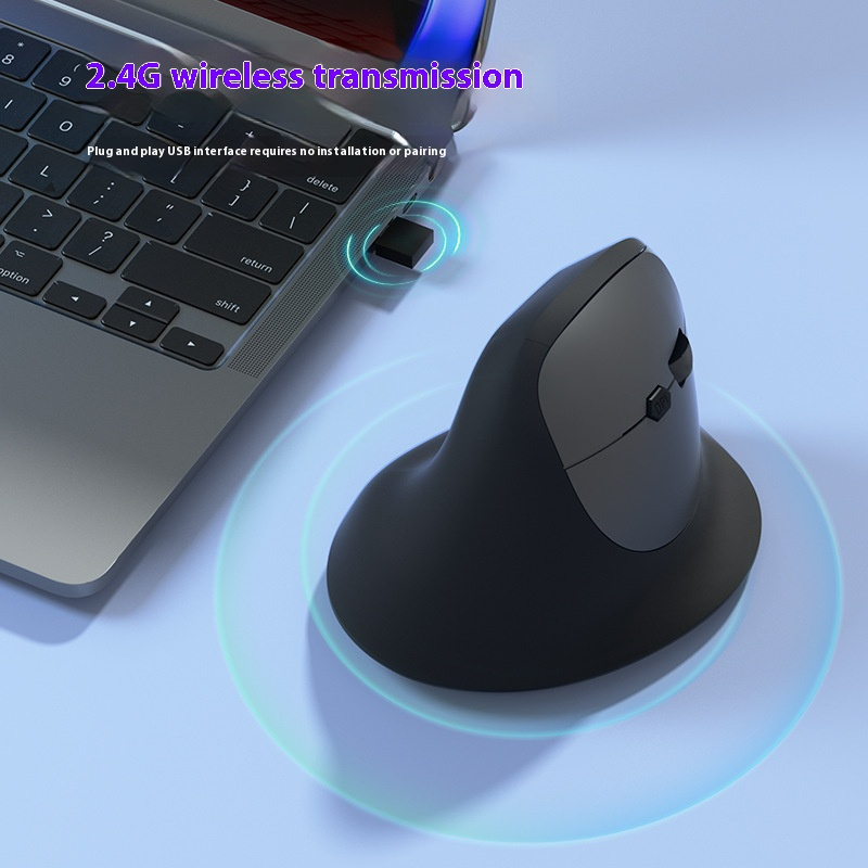 Mouse wireless ergonomico - Bluetooth e doppia modalità 2.4G, 1600 DPI, 6 pulsanti, scorrimento in 4 direzioni, ricaricabile tramite USB (nero/grigio/verde/blu/rosso)_voghion.com