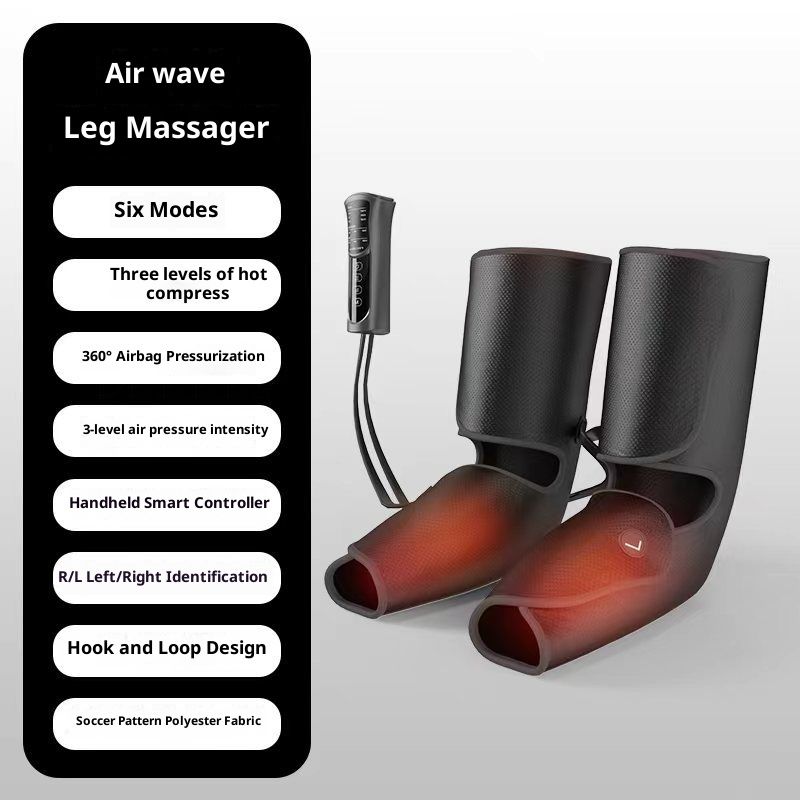 Massaggiatore per gambe a compressione d'aria con termoterapia: 6 modalità, 3 livelli di calore e vibrazione per il sollievo di ginocchia, polpacci e piedi_voghion.com