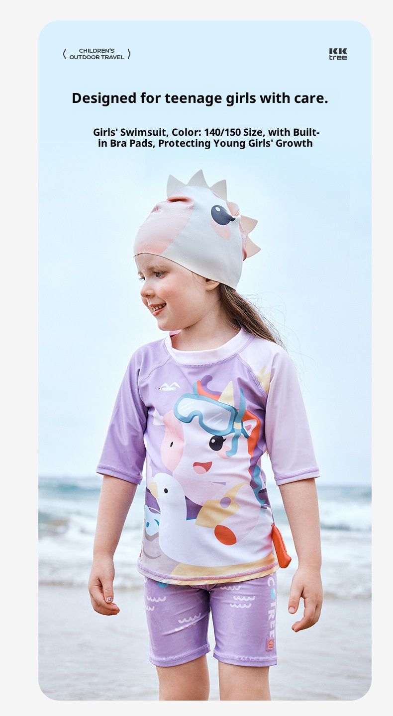 Kids UPF 50+ Sun Protection Swimwear Set Antibacterial & Quick-Dry Swim Suit, Toddler To Teen Swimwear With Animal Prints 2-Piece & One-Piece Styles_voghion.com