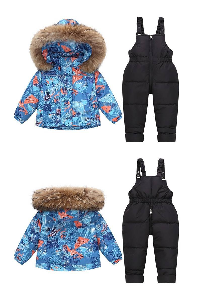 Premium Kids' Snow Ski Overalls With Hood - Warm Winter Padded Jumpsuit For Toddlers (80-120cm) - Soft Nylon Shell & 90% White Duck Down_voghion.com