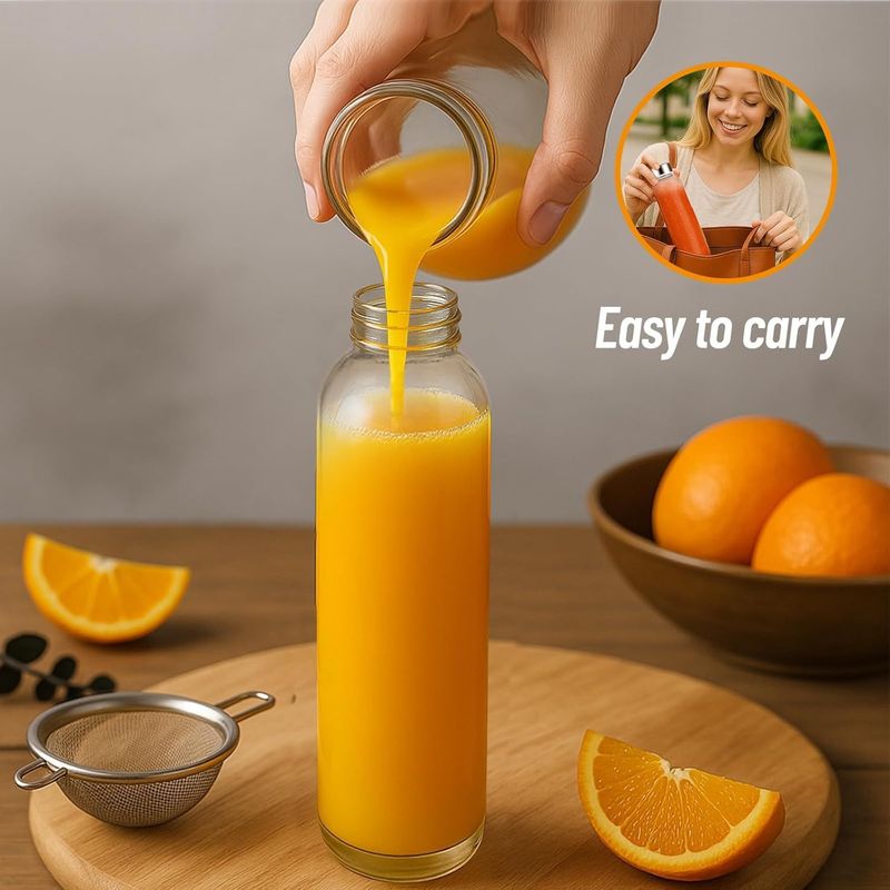 Bottiglia per succo/tazza da tè in vetro borosilicato da 18 once con coperchio a prova di perdite/conservazione per bevande in frigorifero_voghion.com