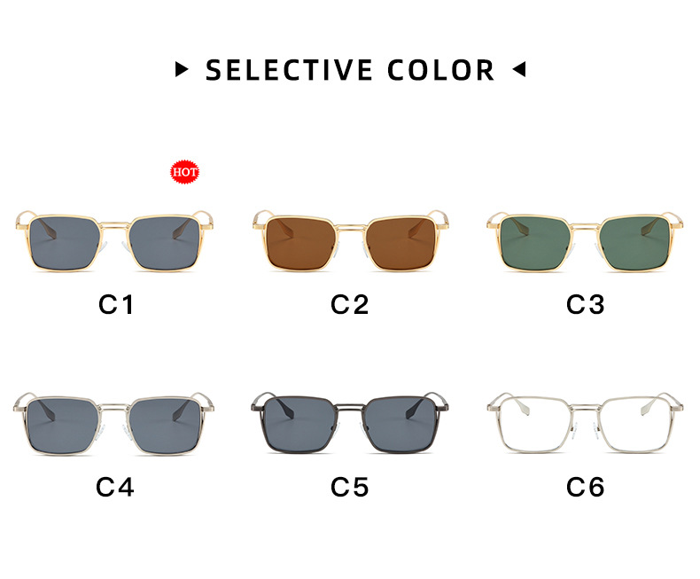 Occhiali da sole retrò nuovi con doppia barra in stile Hong Kong, occhiali da sole alla moda a strisce da tiro in strada, occhiali da sole con protezione UV, montatura quadrata_voghion.com