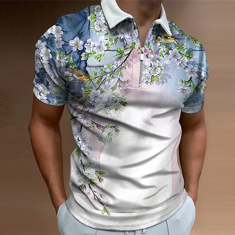 Men's 2023 custom mode 3D printed zipper Polo shirt business casual plus size short and short-sleeved top_voghion.com