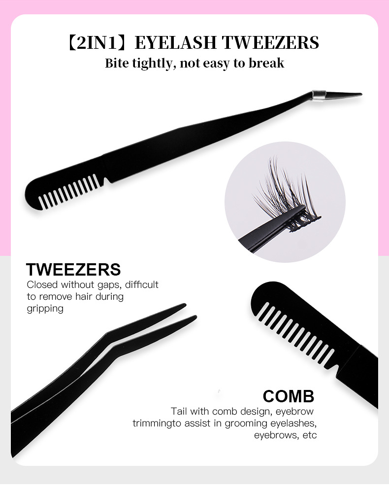 Lash extension set Sectional Fleece Glue Tweezers Set Natural Thick False Eyelashes C-curl Single eyelash cluster_voghion.com
